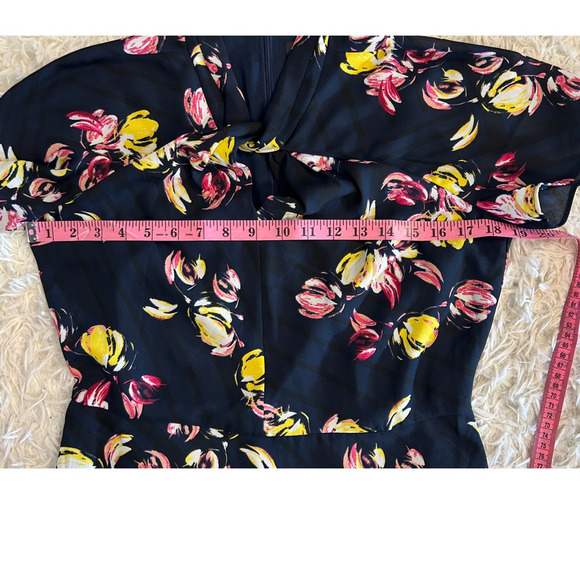 Banana Republic Womens Sz 6 Navy Twist Neck Multicolor Floral Sheath Dress #0433 - Picture 11 of 12